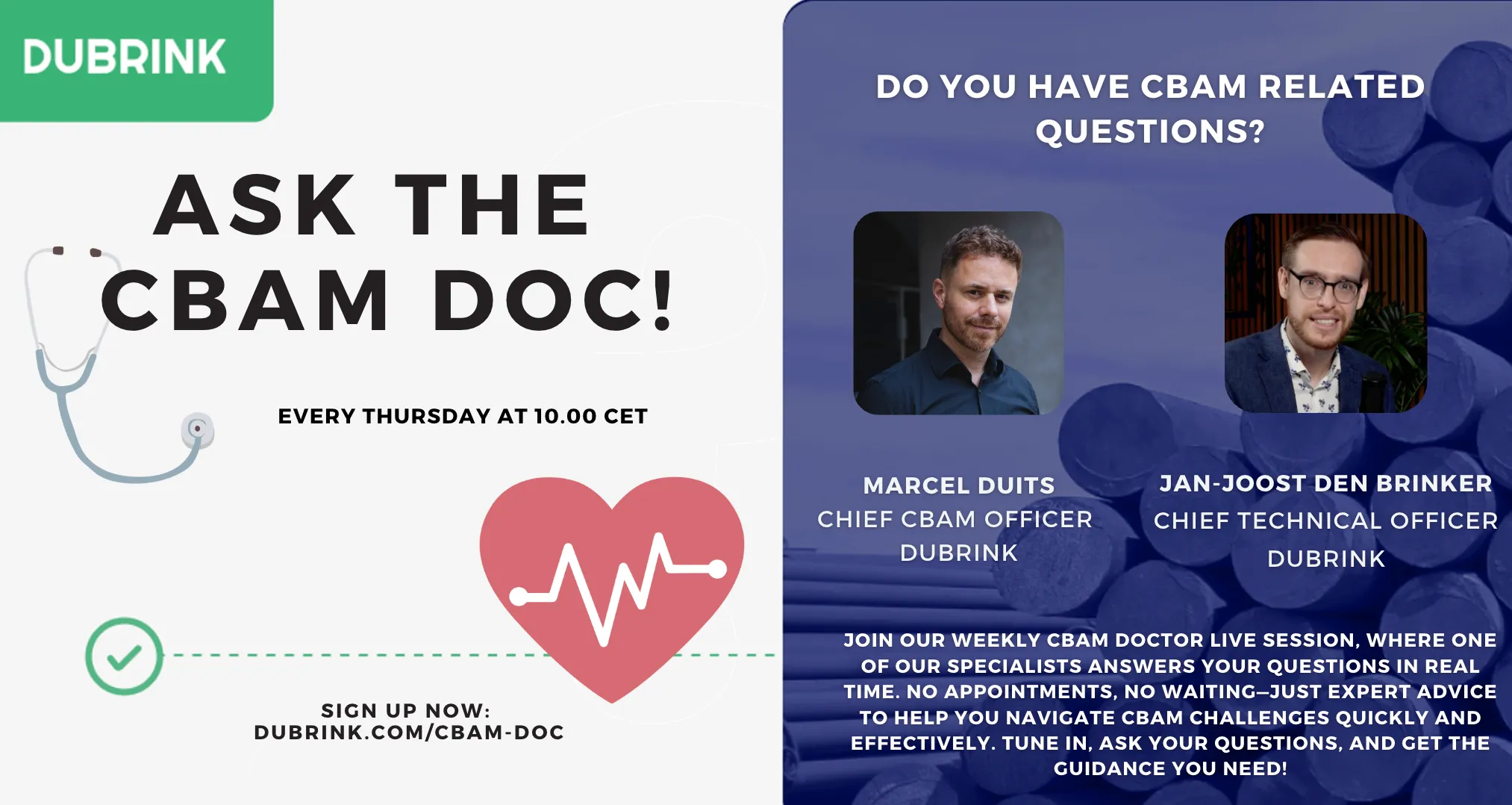 The Dubrink CBAM Doctor allows you to get answers to CBAM questions from real experts for free